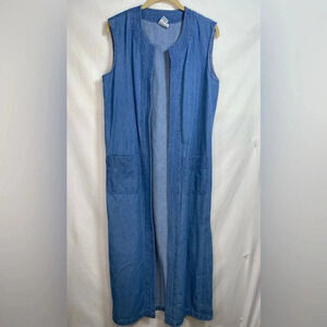 Newport News Jeanology Collection Woman’s Denim Open Front Duster Size 6.